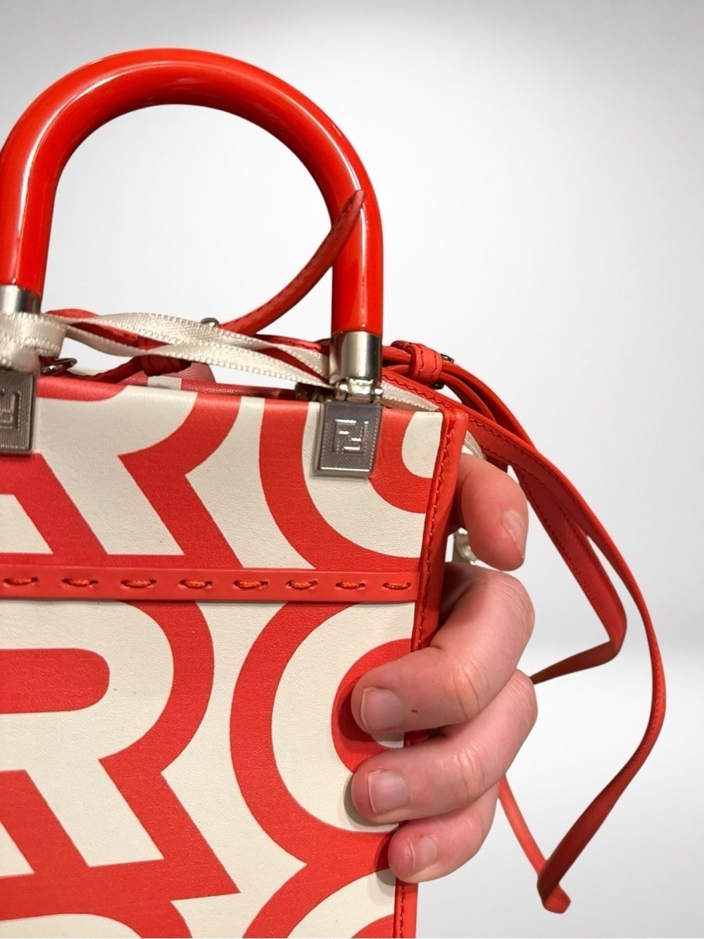 Fendi x Marc Jacobs Sunshine Mini Tote Coral Leather Crossbody Bag Y2K - Picture 7 of 16